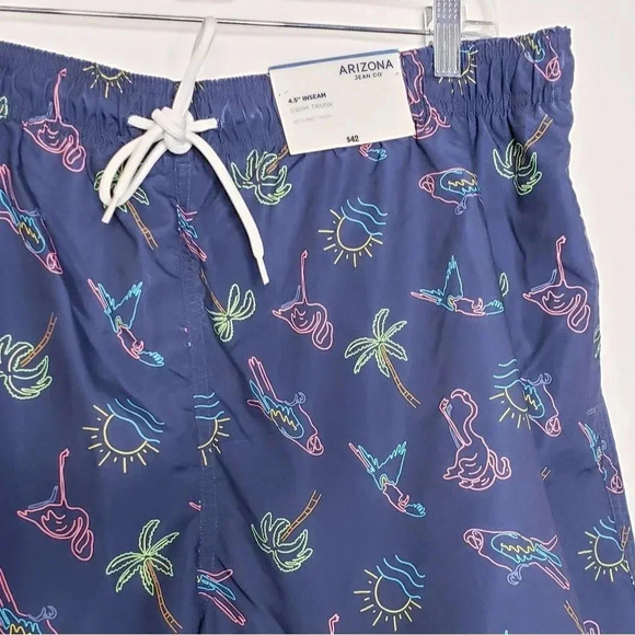 Arizona Jean Co Swim Trunk Flamingo Palm Print XXL - Picture 8 of 11